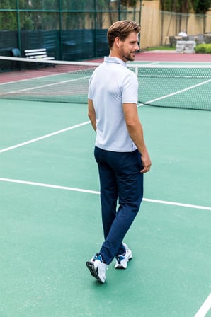 Erkek Beyaz Süprem Polo Yaka Kısa Kol T-Shirt, Slim Fit Dar Kesim Eşofman Alt-Üst Takım - 122