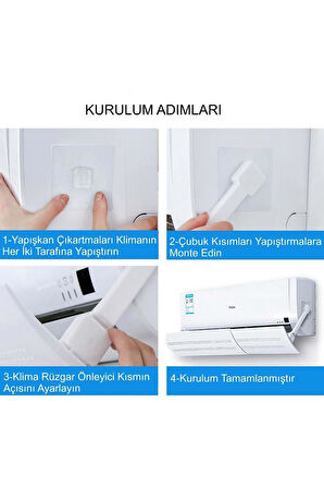 Ayarlanabilir Delikli Klima Hava Yönlendirici 58-105 CM Klima Çarpması Siperliği Aparatı