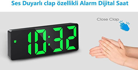 Alfalink  Yeşil LED Dijital Masa Saati Termometre Alarm Takvimli