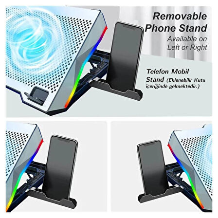 Alfalink S601 Yükseklik Ayarlı Rgb Işıklı Notebook Soğutucu Stand 17''inç Uyumlu