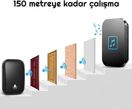 Alfalink Su Geçirmez Kablosuz Pil Gerektirmeyen Kapı Zili