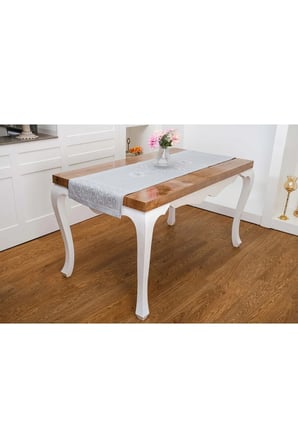 Iris Jaka Rpolyester Kumaş Gri Runner 45x150 Cm 1411