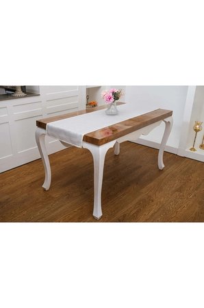 Roma Jakar Polyester Kumaş Krem Runner 45x150 Cm 1414