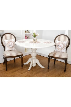 Frame Baskılı Kumaş Kreme Çiçekli Kırlent Kılıfı 45x45 İkili 1433