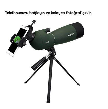 Alfalink SVBONY 75X Zoom Teleskop Monoküler Su Geçirmez Gözlem Dürbünü 20-60X80mm HD Zoom