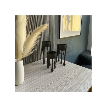 Modern Masa Üstü Mumluk 3d Baskı Dekoratif Minimal Mum Tutucu Siyah