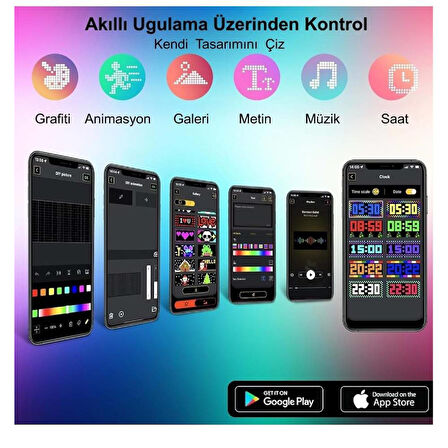 Alfalink Programlanabilir Araç Car Led Ekran 17x7cm Matrix Kayan Yazı LED Ekran Araba Bluetooth APP Kontrol