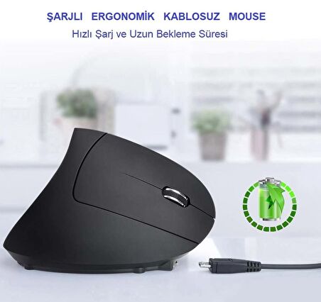 Alfalink Kablosuz Ergonomik Dikey Mouse 800/1200/1600 DPI