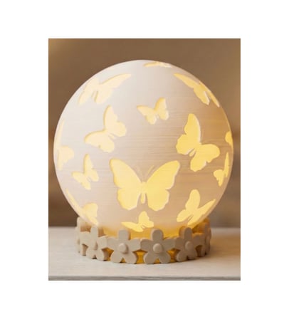 Kelebek Desenli Küre Mumluk 3d Baskı Dekoratif Tealight Mum Tutucu Beyaz