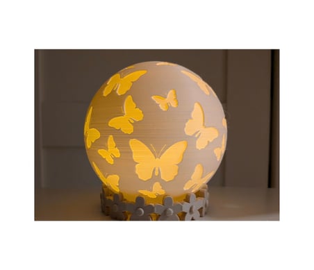 Kelebek Desenli Küre Mumluk 3d Baskı Dekoratif Tealight Mum Tutucu Beyaz