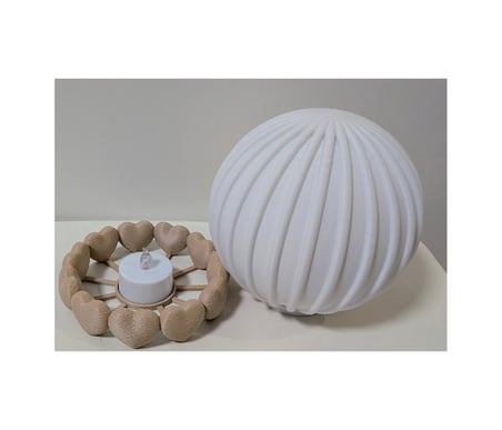 Kalp Tabanlı Nervürlü Küre Mumluk 3d Baskı Dekoratif Tealight Mum Tutucu Beyaz