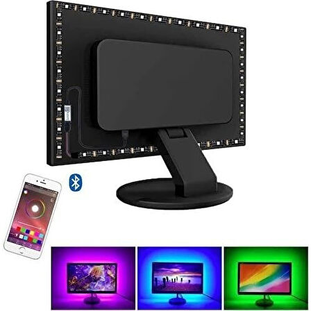 Alfalink Bluetooth TV Arkası RGB Usb Şerit Led Aydınlatma 16 Renk - 5METRE