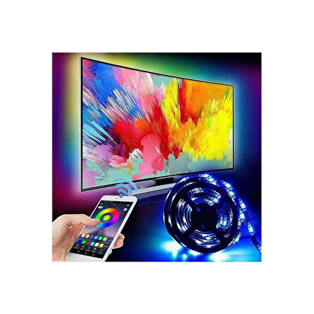 Alfalink Bluetooth TV Arkası RGB Usb Şerit Led Aydınlatma 16 Renk - 5METRE