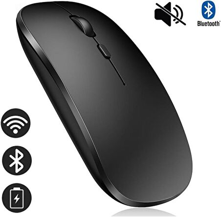 Alfalink AL-BT15 Bluetooth & Wireless Şarjlı Sessiz Tuşlu Kablosuz Mouse Siyah