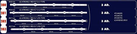 Swat LCD283 Tv Ledi 45.7cm 4 LED 47'' ROW2.1 REV0.7 1=SET-2010=LED110= 34979/34980/34981/34982=Adet Olarak Satılır--47PFK6312, 47PFT6309, 47PFT5609-60, 47LA620S