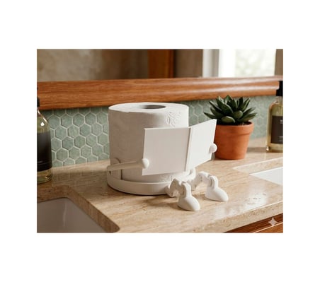 Kitap Okuyan Tuvalet Kağıdı Tutucusu 3d Baskı Eklemli Eğlenceli Banyo Aksesuarı Beyaz