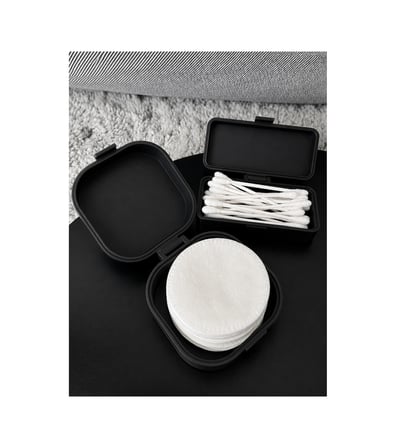 Kulak Çubuğu Ve Pamuk Seyahat Kabı 3d Baskı Taşınabilir Hijyenik Organizer Siyah