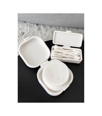 Kulak Çubuğu Ve Pamuk Seyahat Kabı 3d Baskı Taşınabilir Hijyenik Organizer Beyaz