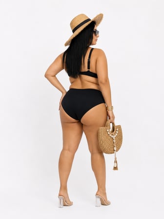 Büyük Beden Kaplı Telli Canlı Çiçek Desenli Orta Bağlantılı Tasarım Ayarlanabilir Askılı Kadın Bikini Takım