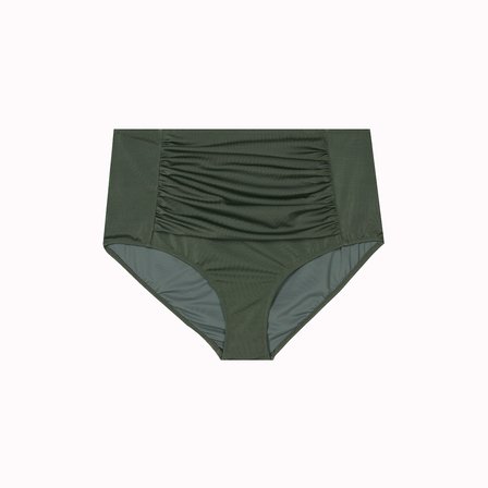 Büyük Beden Drape Detaylı Toparlayıcı Yüksek Bel Kadın Bikini Alt