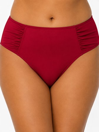 Büyük Beden Yan Drapeli Toparlayıcı Yüksek Bel Kadın Bikini Alt