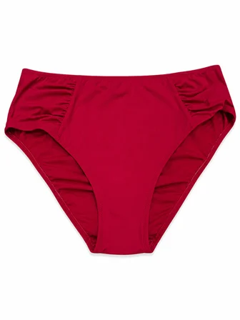Büyük Beden Yan Drapeli Toparlayıcı Yüksek Bel Kadın Bikini Alt