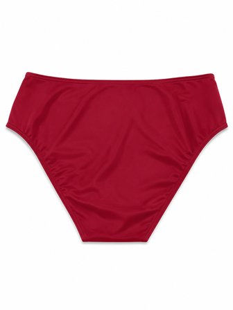 Büyük Beden Yan Drapeli Toparlayıcı Yüksek Bel Kadın Bikini Alt