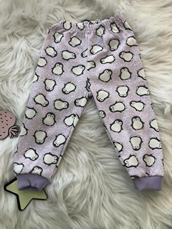 Mutlu Penguen Baskılı Kız Pijama Takımı 1495