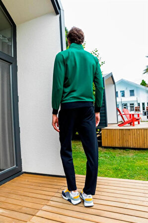 Erkek Iki Iplik Kumaş Slim Fit Dar Paça Yeşil Fermuar Eşofman Takımı - 7664
