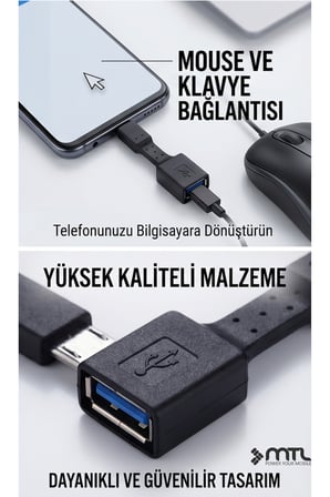 Micro USB - USB 2.0 OTG Dönüştürücü Adaptör - MT5510 Akıllı Telefon Tablet Flash Bellek Mouse Klavye Çevirici