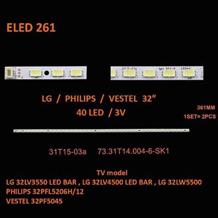 Class TKM-261 32" LG INNOTEK 32INCH 5630PKG 40EA REV0.0|73.31T14.004-0-JS1, F82-208 FHD 36.3 Cm 40 Ledli Tv Led Bar=SET-2242=35489=Takım Satılır-32PFL5206-37LV3550|32PF5045|SN032LD182VG2