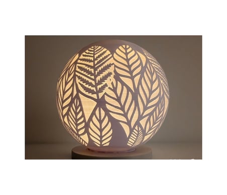 Yaprak Desenli Küre Mumluk 3d Baskı Dekoratif Tealight Mum Tutucu Beyaz