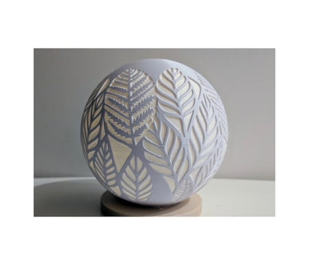 Yaprak Desenli Küre Mumluk 3d Baskı Dekoratif Tealight Mum Tutucu Beyaz