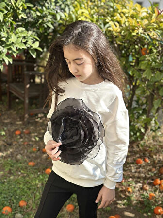  4582 SWEAT ORGANZE GÜL AKSESUARLI