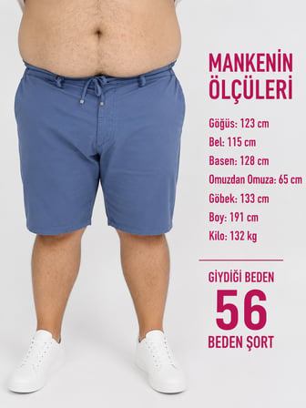 Büyük Beden Beli Lastikli Bağcıklı Fermuarlı Yan Cepli Likralı Erkek Şort