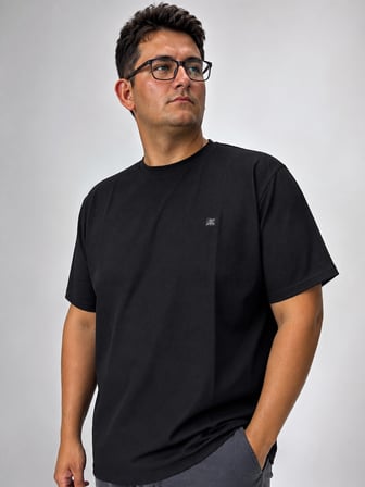 Büyük Beden Sıfır Yaka Waffle Kumaş Basıc Erkek Tshirt