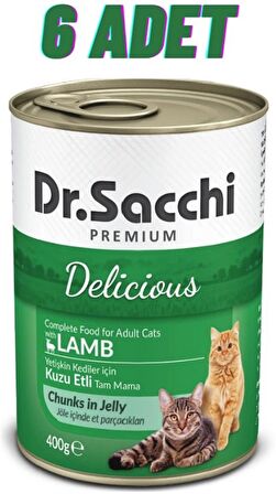 Dr.Sacchi Kuzu Etli Kedi Konservesi 6x400 Gr