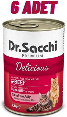 Dr.Sacchi Sığır Etli Kedi Konservesi 6x400 Gr