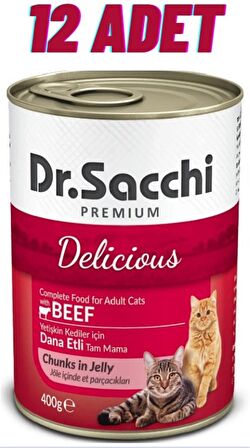 Dr.Sacchi Sığır Etli Kedi Konservesi 12x400 Gr