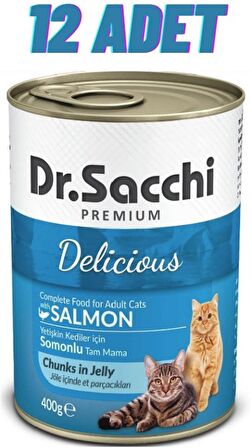 Dr.Sacchi Somonlu Kedi Konservesi 12x400 Gr