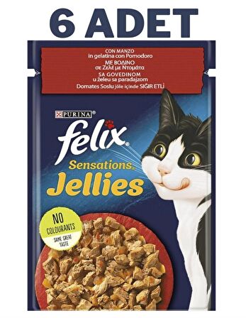 Felix Sensation Sığır Etli Domatesli Kedi Konservesi 6x85 Gr