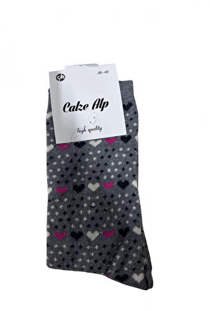 Kalp Desenli Likralı Kadın Soket Çorap 3 Adet