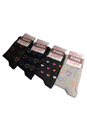 Kalp Desenli Likralı Kadın Soket Çorap 3 Adet