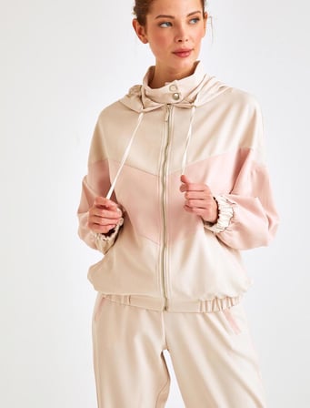 Jimmy Key Ekru Kapüsonlu Fermuarli Pastel Sweatshirt