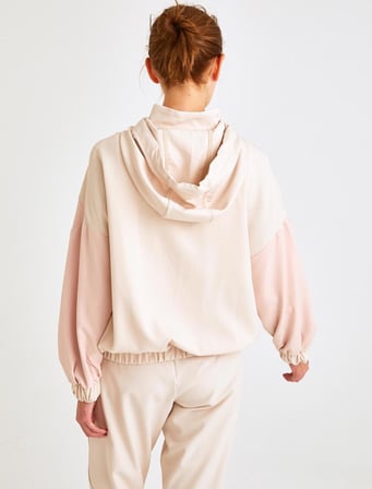Jimmy Key Ekru Kapüsonlu Fermuarli Pastel Sweatshirt