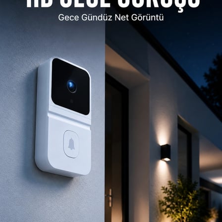 Beyaz Akıllı Güvenlik Kapı Zili | Telefon Kontrollü Wi-fi Görüntülü Kapı Zili