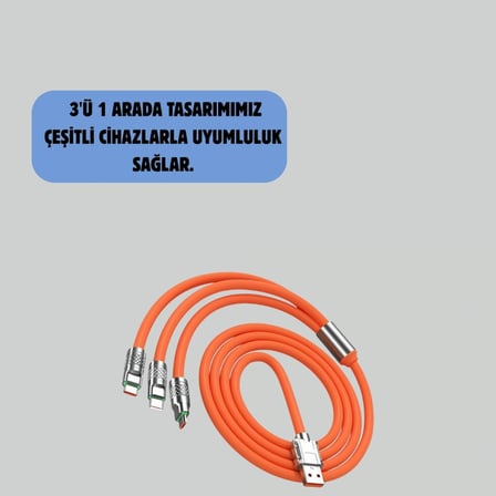 Çoklu Cihaz Dostu 120 w Hızlı Şarj Kablosu – Tek Kablo İle Her Cihaz Elinizin Altında