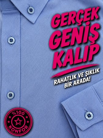 Büyük Beden Pamuklu Uzun Kollu Erkek Gömlek