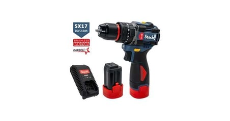 Stechend SX17 2X2.0 Çift Akülü Kömürsüz Darbeli Matkap 16V 2.0AH 50NM