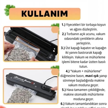 Gıda Vakum Ve Mühürleme Makinesi- Yiyecek Tazeliği Koruma Ev Ve Restoran İçin
